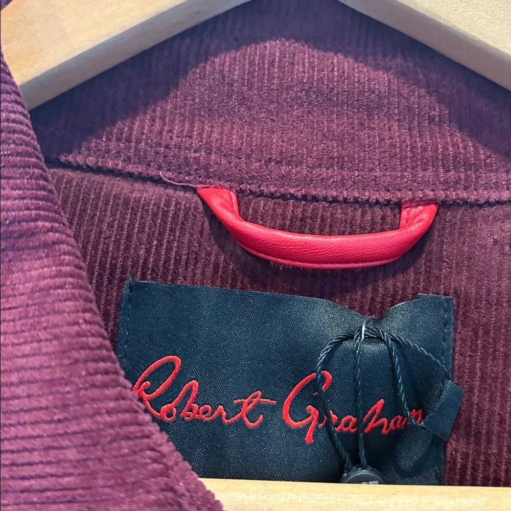 New Robert Graham Deep Red Quilted Corduroy Shirt Jacket - Picture 3 of 9